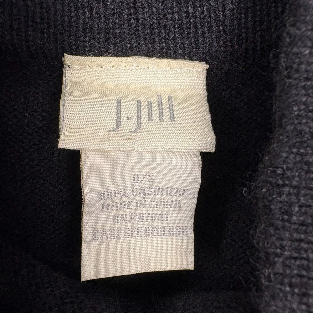 J Jill 100% Cashmere Sweater Womens O/S Black Mock Turtleneck Oversized Lagenlk - Picture 6 of 10